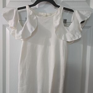 Jonathan Simkhai White Ruffled Cold Shoulder High Neck Top Blouse Size XS‎